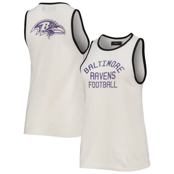 Baltimore Ravens Junk Food White/Black Throwback Pop Binding Scoop Neck Tank Top