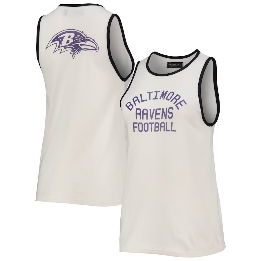 Baltimore Ravens Junk Food White/Black Throwback Pop Binding Scoop Neck Tank Top