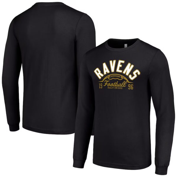 Ravens Starter Black Half Ball Team Long Sleeve T-Shirt